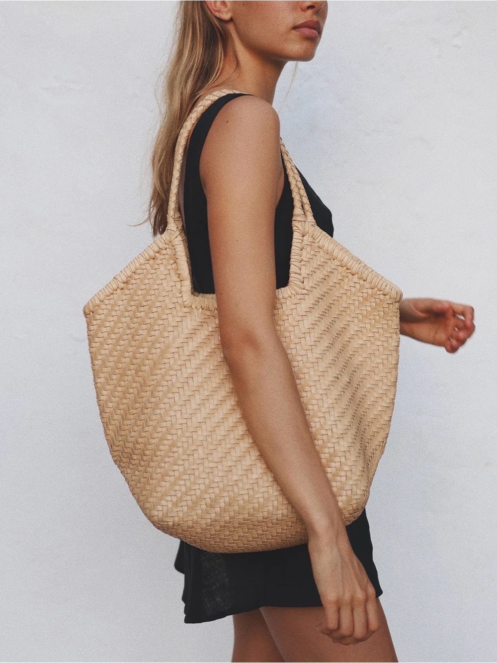 NWOT Bembien Selene Leather Woven Tote in Caramel